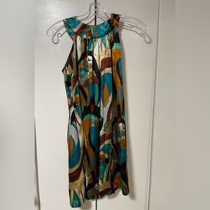 Vintage Y2K Veronica M Multicolor Abstract Sleeveless Blouse Ties in the Back